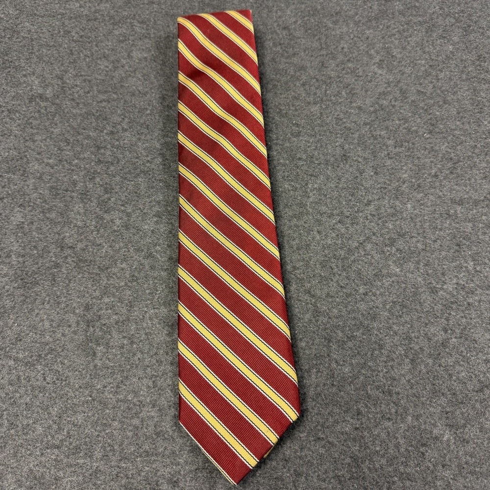 Vtg 70s Club Shop JACK HENRY Country Club Plaza Mens Tie Regimental Stripe Red